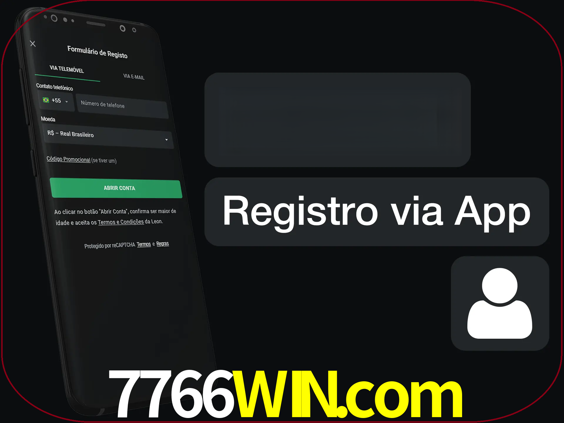 Registre-se com duas etapas usando o aplicativo.