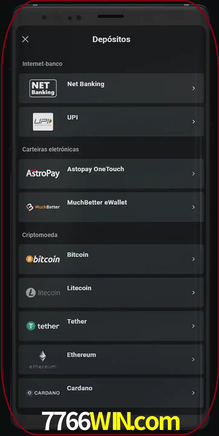 Você pode usar métodos alternativos de depósito.